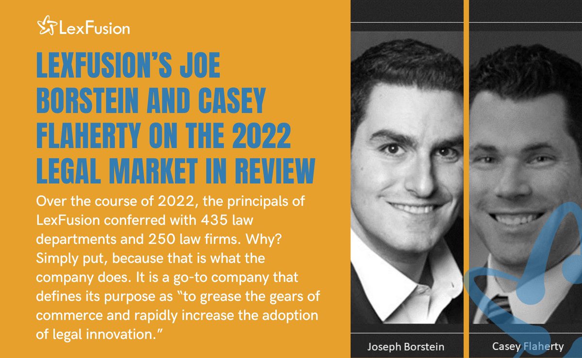We’re thrilled to share the latest episode of @LawNextPodcast. On this episode, our CEO @jborstein & our CSO @DCaseyF discuss the 2022 legal market in review. Hear the full conversation on Apple Podcasts: lnkd.in/gupZPucy #LexFusion #LexFusion_Community #LegalTech