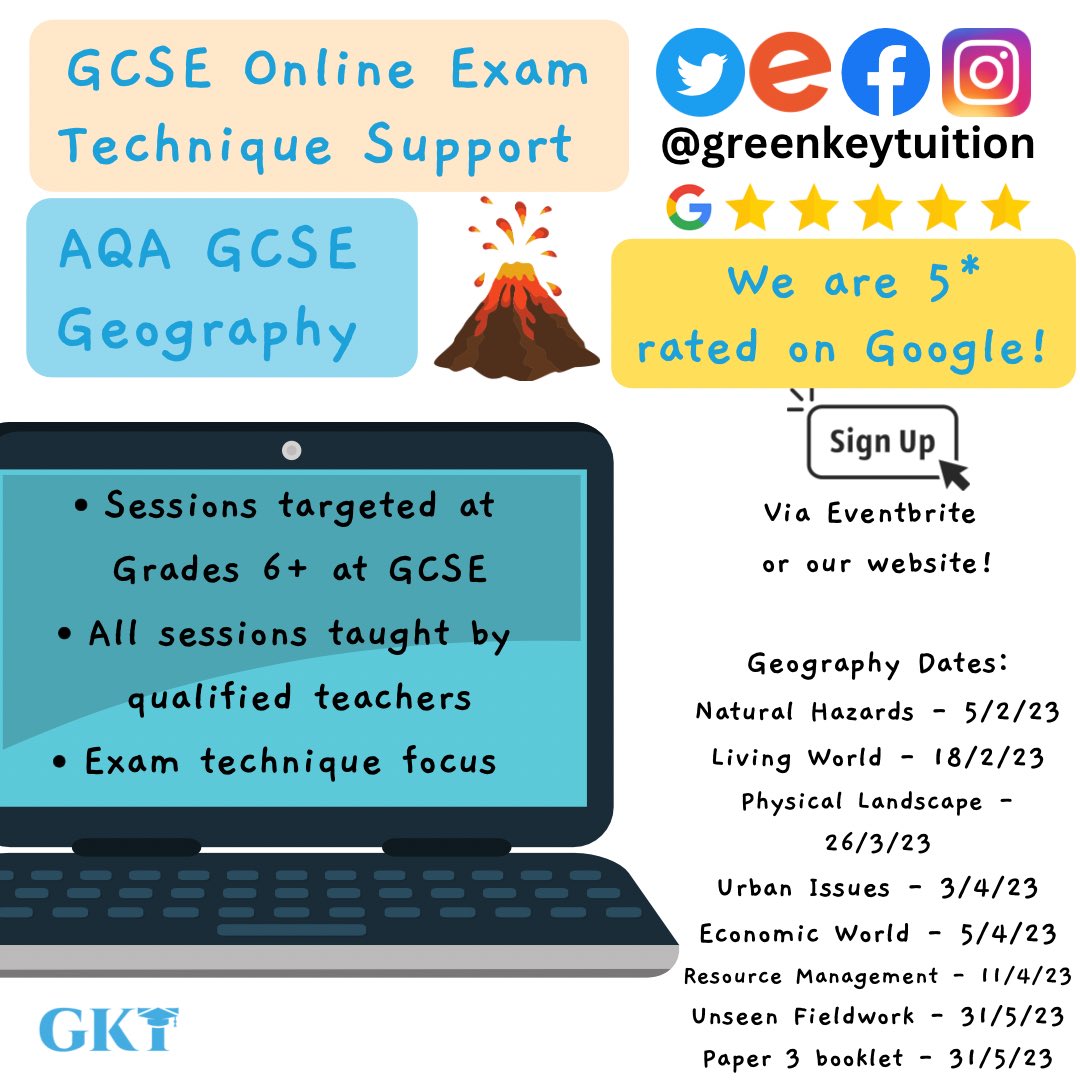 Take a look and share with GCSE pupils our online exam technique timetable for this year! Sign up via greenkeytuition.co.uk - 5* rated on Google! 

#school #tutoring #Gcse #gcses #revision #geography #english #maths #history #greenkeytuition #year11 #exams
