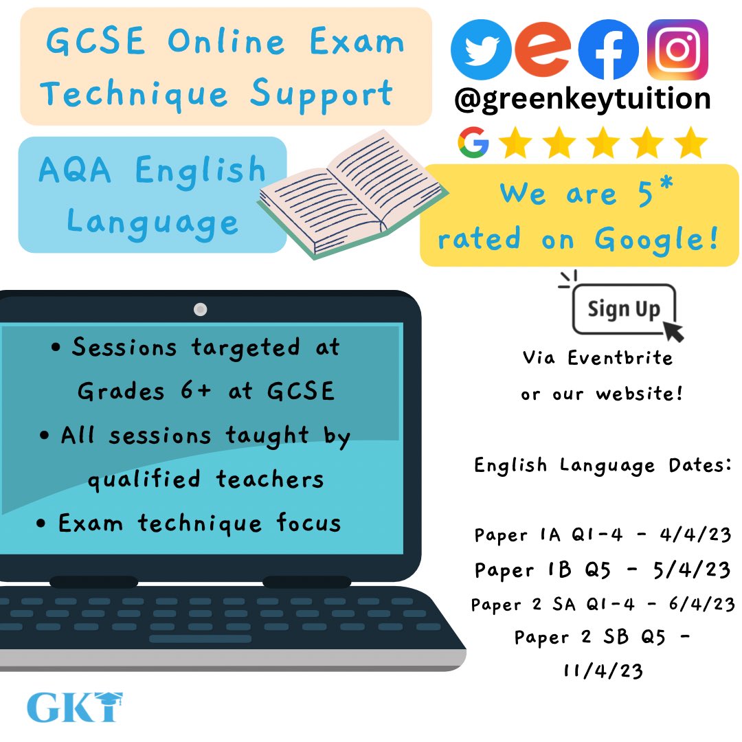 GreenkeyTuition's tweet photo. Take a look and share with GCSE pupils our online exam technique timetable for this year! Sign up via https://t.co/MZRr8PlJl9 - 5* rated on Google! 

#school #tutoring #Gcse #gcses #revision #geography #english #maths #history #greenkeytuition #year11 #exams https://t.co/fnHItUfjPk