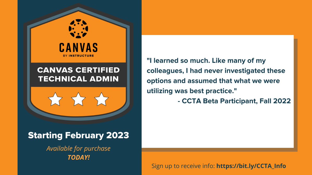 Erin | 🫶🏻 here for Chiefs & Taylor (@mskeefe) on Twitter photo Our newest <a href="/Canvas_by_Inst/">Canvas by Instructure</a> Certified Program - Canvas Certified Technical Admin - is available for purchase starting TODAY! Our first cohort will begin February 20. Who's in?? More info at bit.ly/CCTA_FAQ Our newest <a href="/Canvas_by_Inst/">Canvas by Instructure</a> Certified Program - Canvas Certified Technical Admin - is available for purchase starting TODAY! Our first cohort will begin February 20. Who's in?? More info at bit.ly/CCTA_FAQ