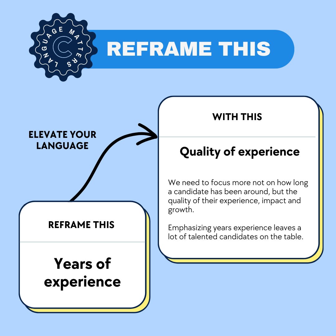 Quality of experience trumps quantity of years.

Let's change the narrative, evaluation process and our focus in selecting talent. 

#qualityofexperience #interviews #careerdevelopment #management #innovation