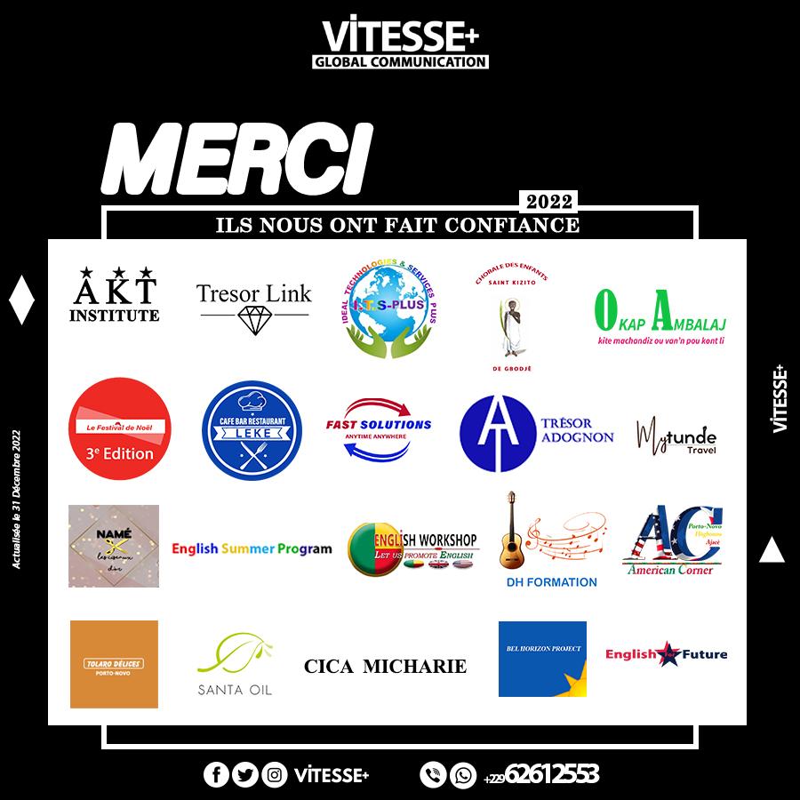 PlusDeVitesse's tweet photo. [Bilan(mini) 2022]
Avec Vitesse nous vous accompagnons dans une stratégie de Communication Globale.
MERCI pour la confiance.
--- 
Global Consulting/ @TresorLink
Global Communication/ @PlusDeVitesse 

#VitessePlus
#TresorLink 
#Bilan2022 
#Benin
#Communication 
#Consulting https://t.co/mX8r2qpm5q