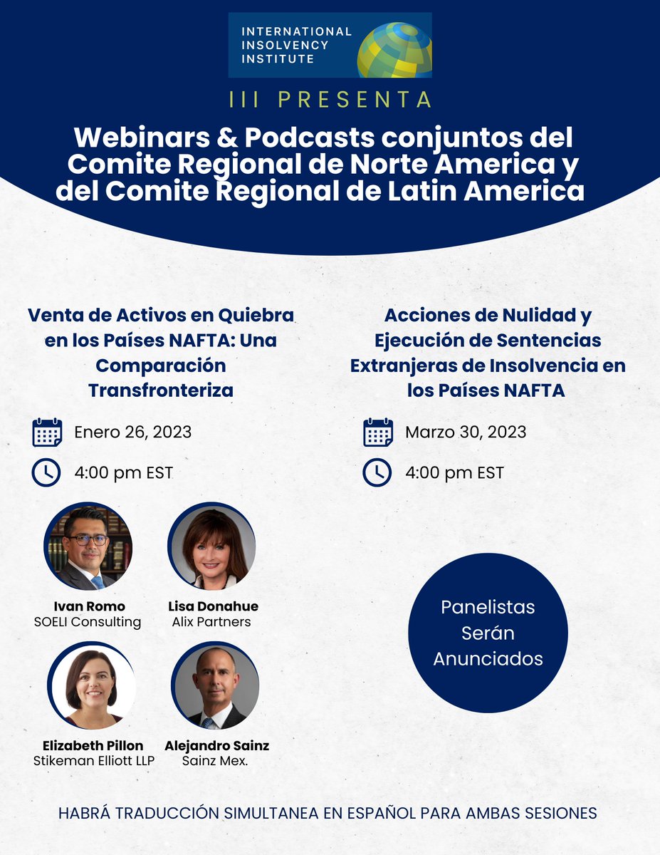 iiiglobal's tweet photo. III North America and Latin America Committees Present Two Webinars: Bankruptcy Asset Sales in the NAFTA Countries: A Cross Jurisdictional Comparison and Avoidance Actions and Enforcement of Foreign Insolvency Judgments in NAFTA Countries. Register: https://t.co/6nFJeYFeC8 https://t.co/DYwCzvbhA9