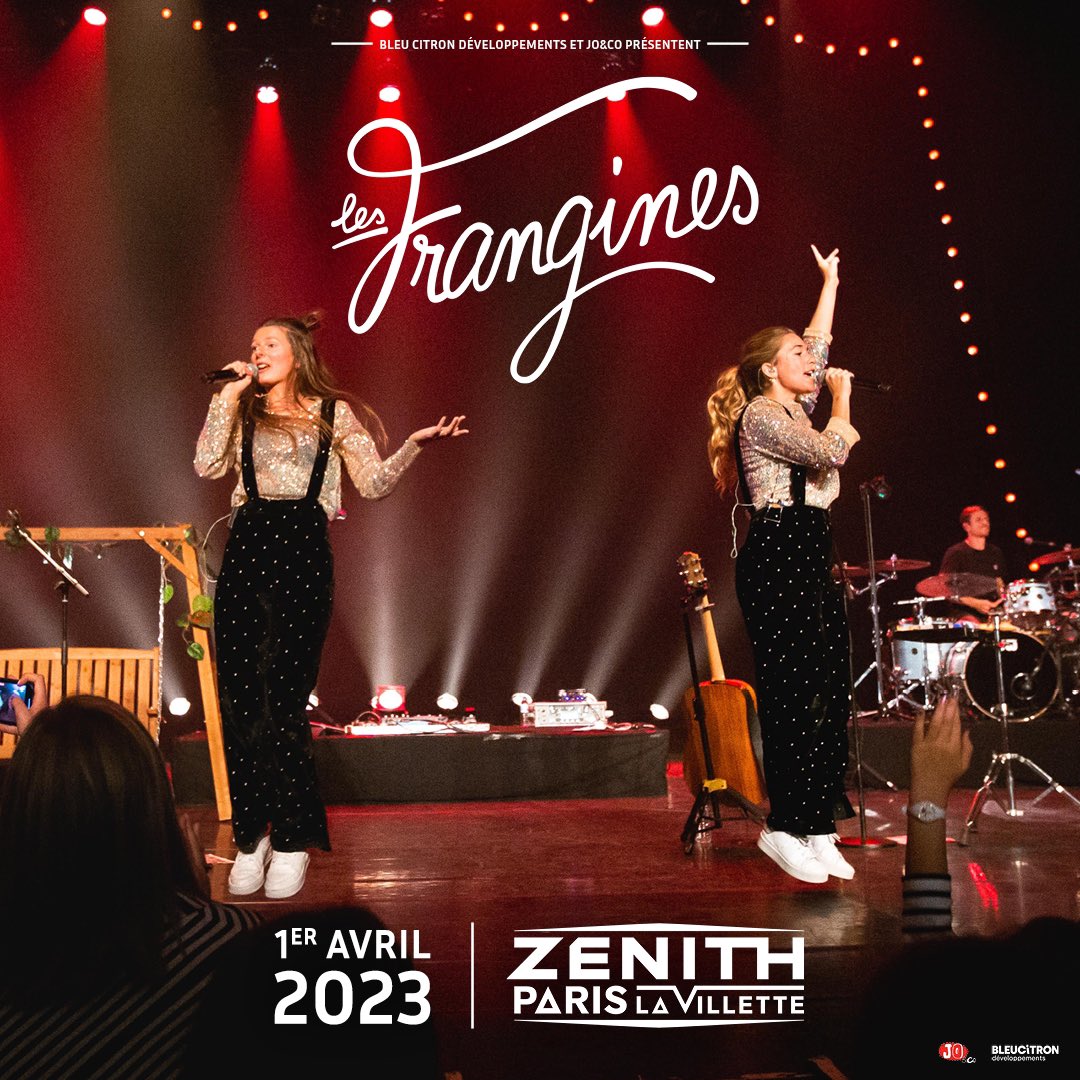 Chers frangins,
Il y a 3 ans on vous annonçait un ZÉNITH DE PARIS 🔥 puis le covid est passé par là et notre petit rendez-vous a dû être décalé ! Cette fois-ci c’est la bonne, on vous attend le 1er avril au zénith, plus motivées que jamais 😍
➡️ lesfrangines.bleucitron.net 🎟