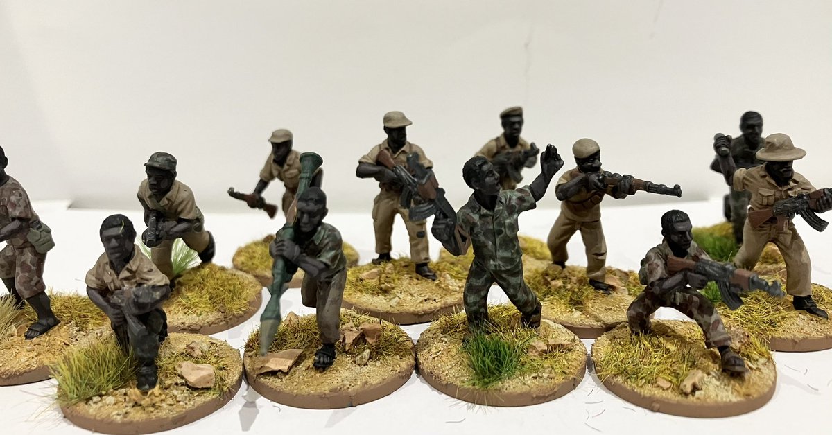 gareth_lane's tweet photo. Bush Wars - some more ZANLA Guerrillas to join the fight. These guys are supplied with a range of communist uniforms and weapons from the Soviet Union and China. 
#28mm #BushWars #Wargaming https://t.co/cWLdQBtDGP