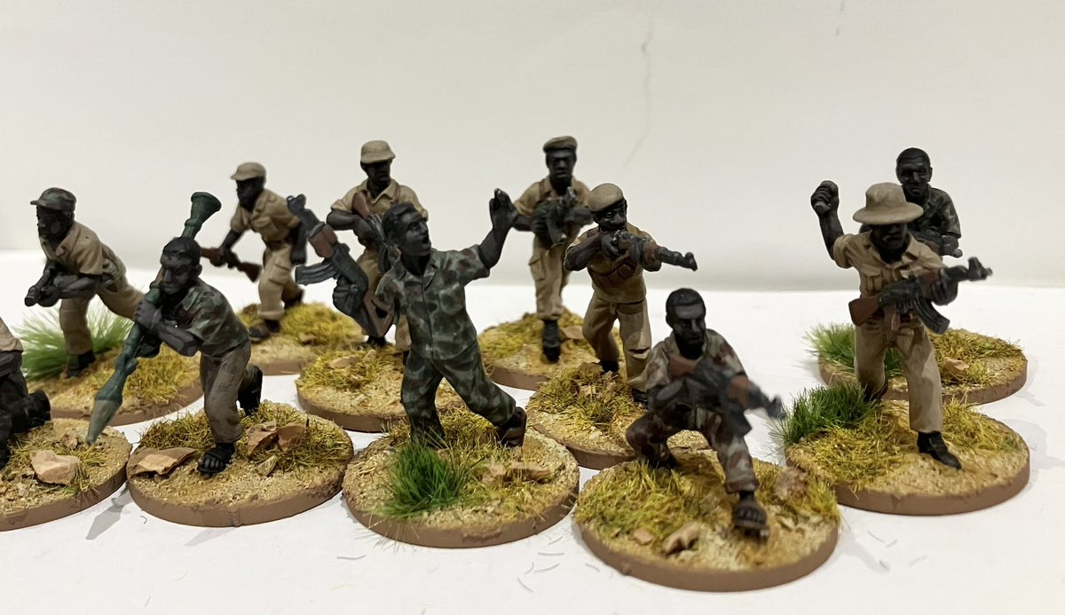 gareth_lane's tweet photo. Bush Wars - some more ZANLA Guerrillas to join the fight. These guys are supplied with a range of communist uniforms and weapons from the Soviet Union and China. 
#28mm #BushWars #Wargaming https://t.co/cWLdQBtDGP