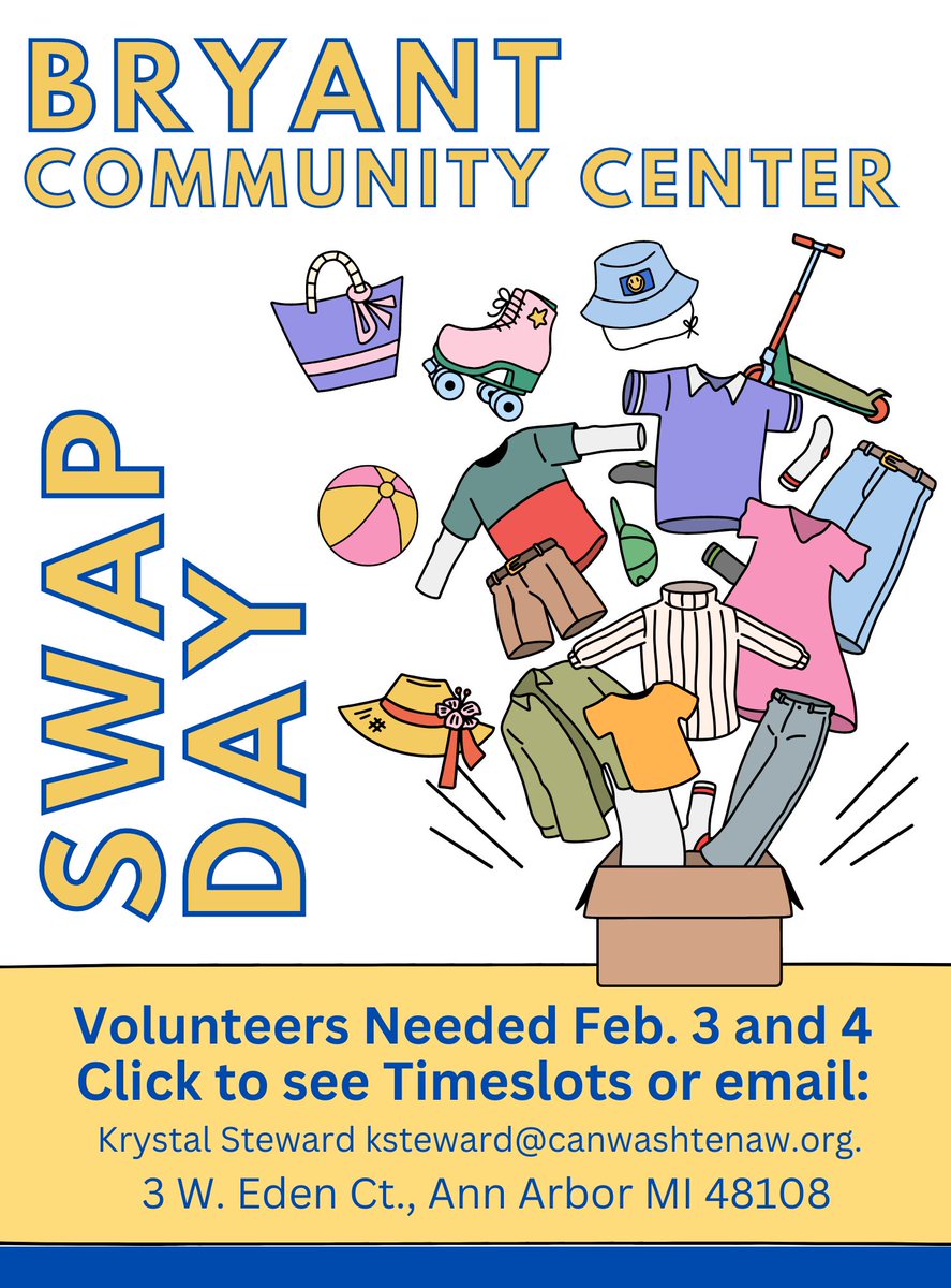 AnnArborRotary's tweet photo. Looking for a great way to serve the community? Volunteer opportunity at Bryant Community Center: https://t.co/r184sAcZ0F
#annarbor #volunteer #volunteering #rotary #rotariansinaction #rotariansofinstagram #swapmeet #reuse #reuserecyle #reusereducerecycle #serviceaboveself https://t.co/G5quOv7HRB