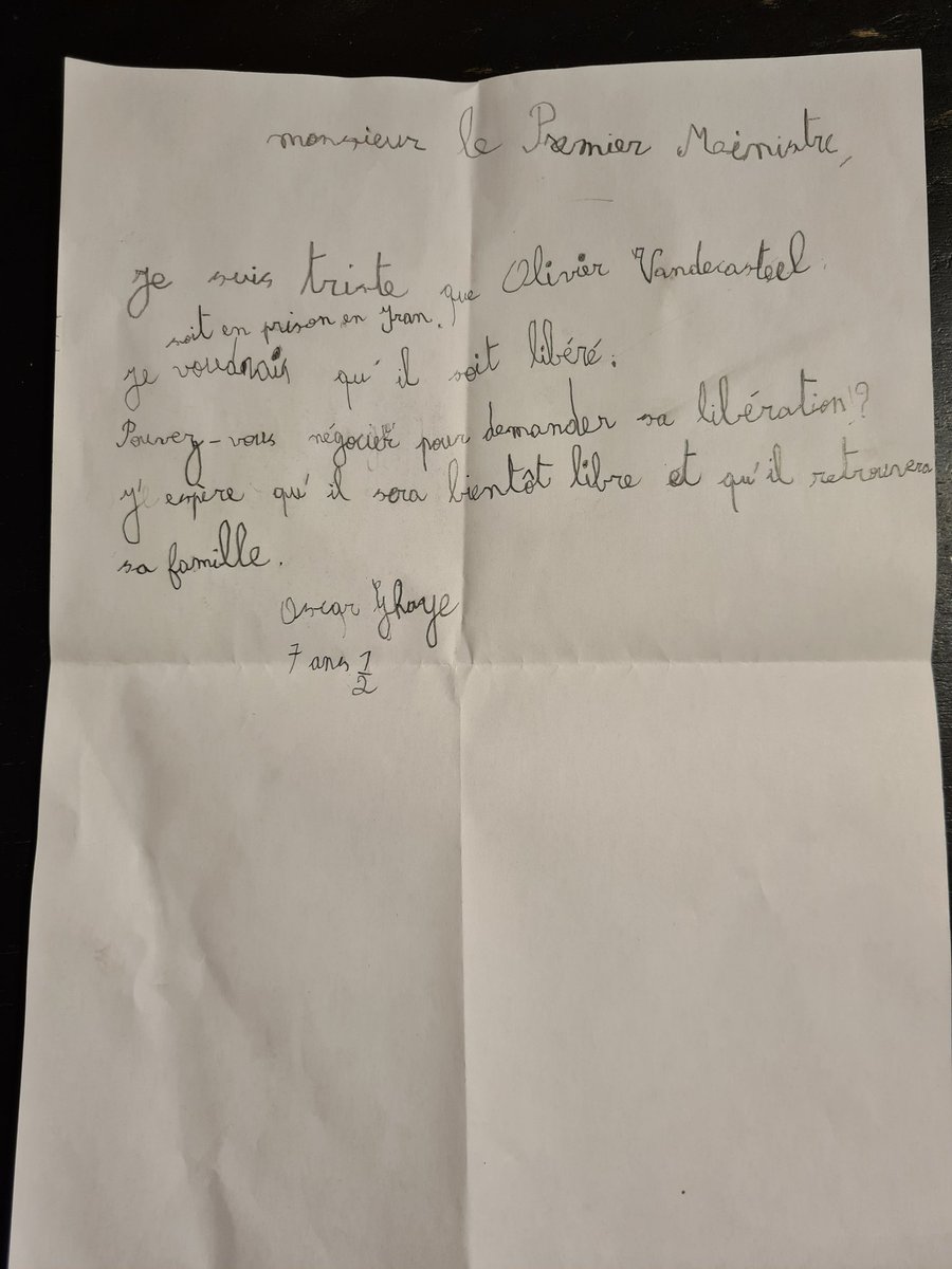 cclnf's tweet photo. Mon fils a été touché par l'histoire de #OlivierVandecasteele et a souhaité écrire pour demander de négocier sa libération à @alexanderdecroo 🙏
@RTBFinfo https://t.co/vc8mQ62nsC