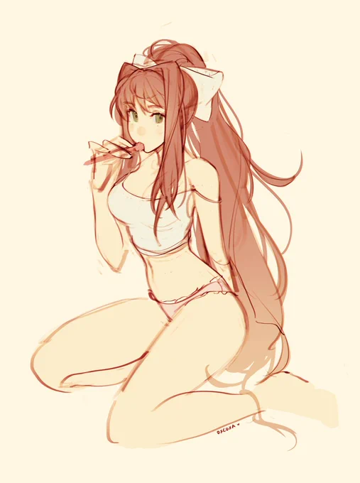 Monika (Doki Doki Literature Club)  Another lil Monika Sketch  #ddlc 