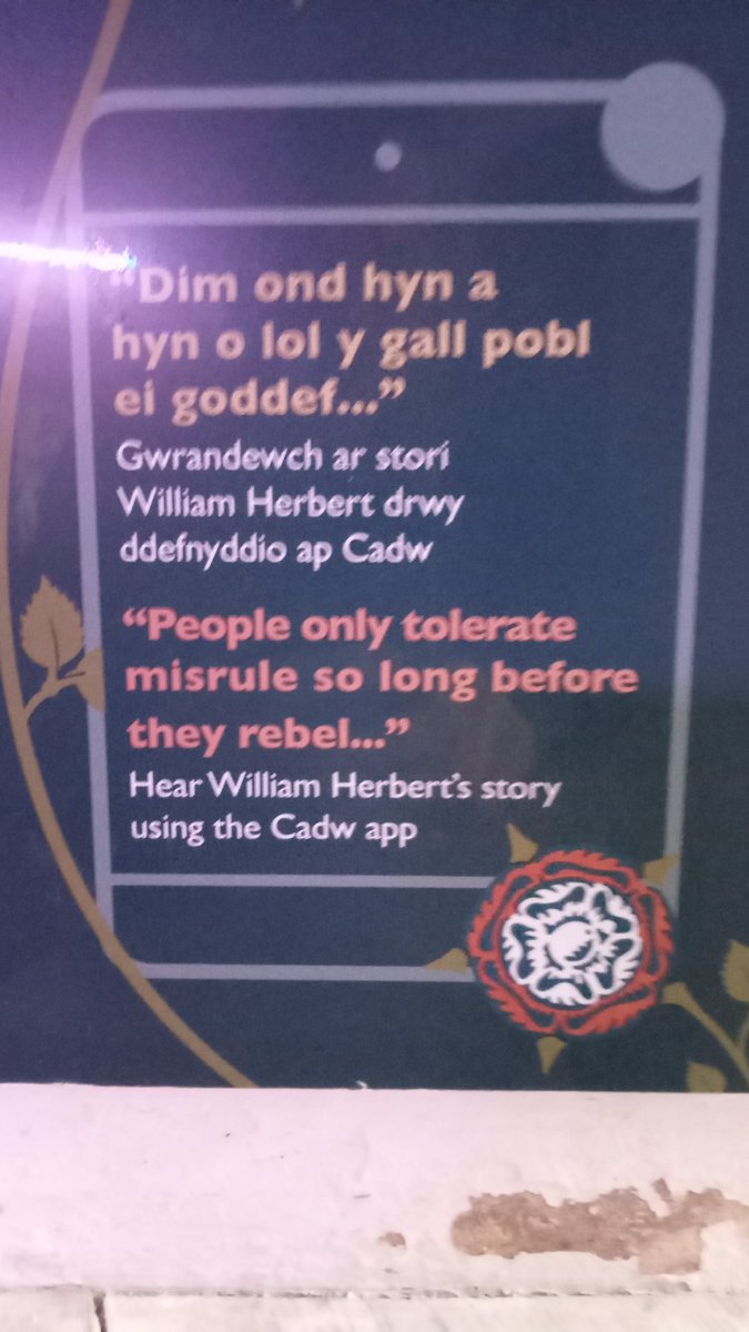Seems appropriate. Seen in Raglan Castle and referring to the Wars of the Roses, but could be today. <a href="/cadwwales/">Cadw</a>