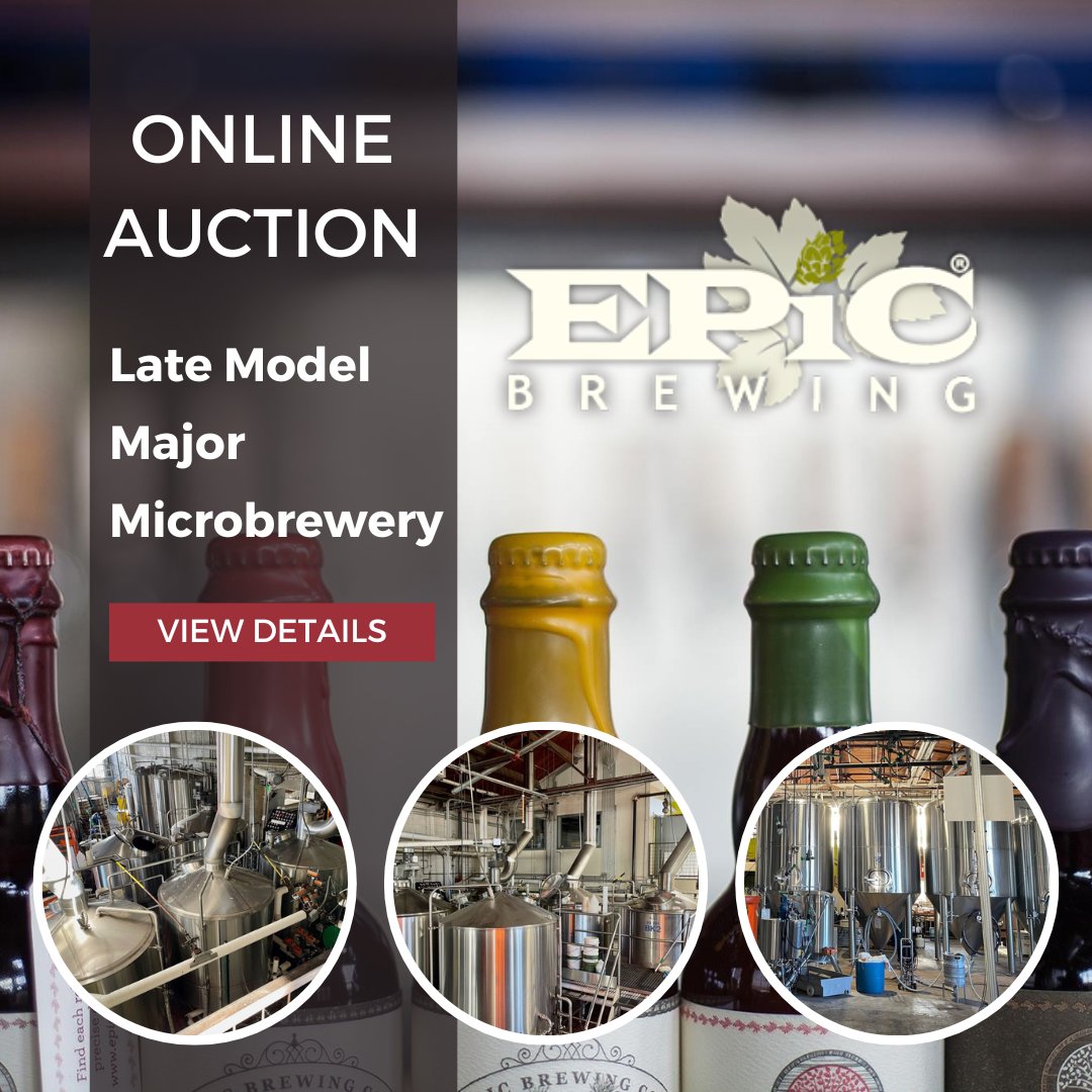 CLOSING THURSDAY: Late Model Major Microbrewery. View details >> ow.ly/LmYE50My4FP #brewery #breweryequipment #beerindustry #probrewer #brewbids #auction #auctioneer #brewhouse #brewingco #investment #usedequipment #newmillcapital