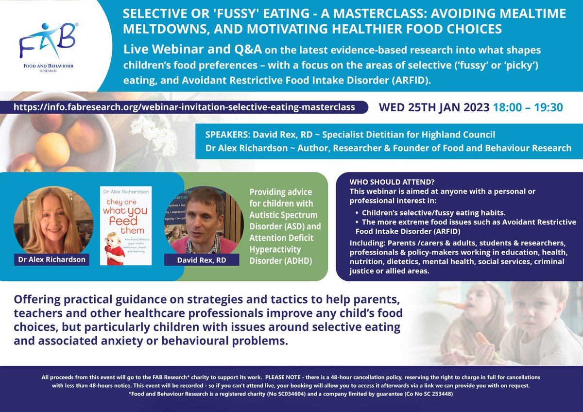 Are you attending our Selective/fussy eating webinar on Wednesday? If so, we sent you an email update earlier today. Please check your inbox and let us know if you haven't received it. We look forward to you joining us!

info.fabresearch.org/webinar-invita…