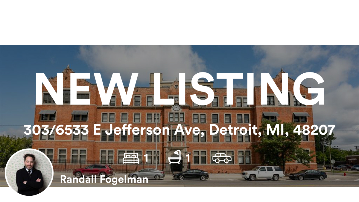 🛌 1 🛀 1
📍 303/6533 E Jefferson Ave, Detroit, MI, 48207

My latest listing on RateMyAgent.
 6501278483
rma.reviews/bJ27dd45QfFZ

...
#ratemyagent #realestate