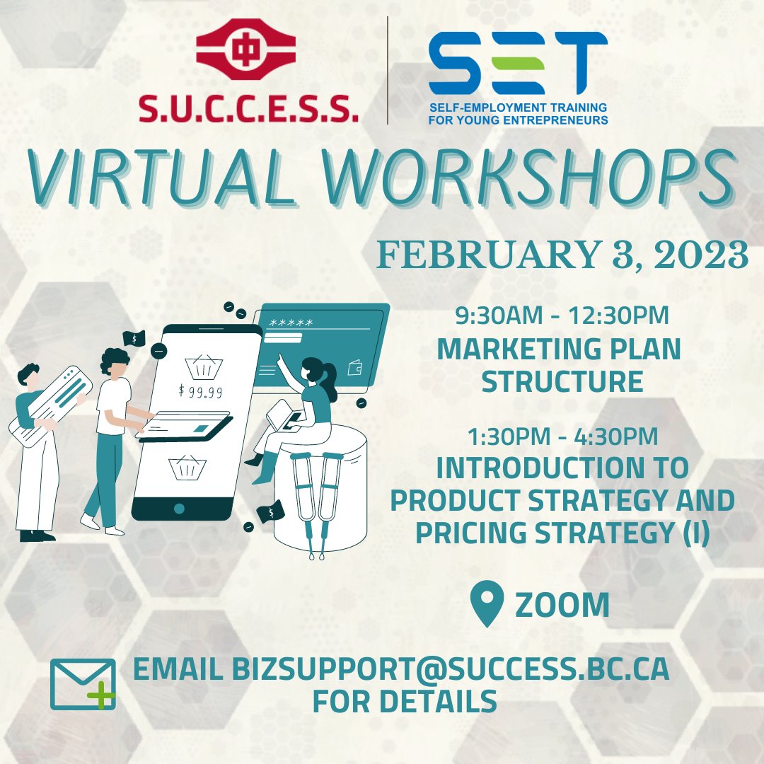 SUCCESSBIIS's tweet photo. Join us for our workshops on Friday, February 3 to learn how you can implement a variety of marketing and pricing strategies in your business!

Email bizsupport@success.bc.ca for details 📨

#vancouver #entrepreneurship https://t.co/SCxpXUwDWU