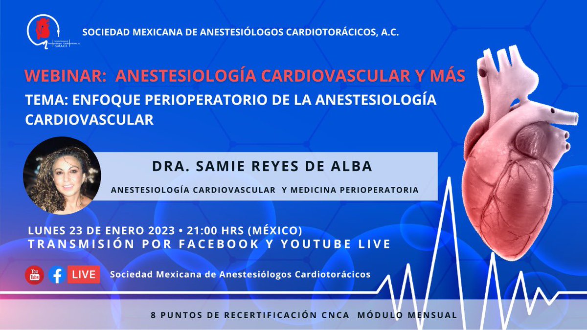 SMACT_'s tweet photo. En nuestro webinar de hoy, fusión de dos tendencias mundiales en #Anestesiología. 
Los esperamos. 
@samiereyes 
#webinarSmact 
#PerioperativeMedicine
@PeriopINNSZ https://t.co/FKS0Confpz