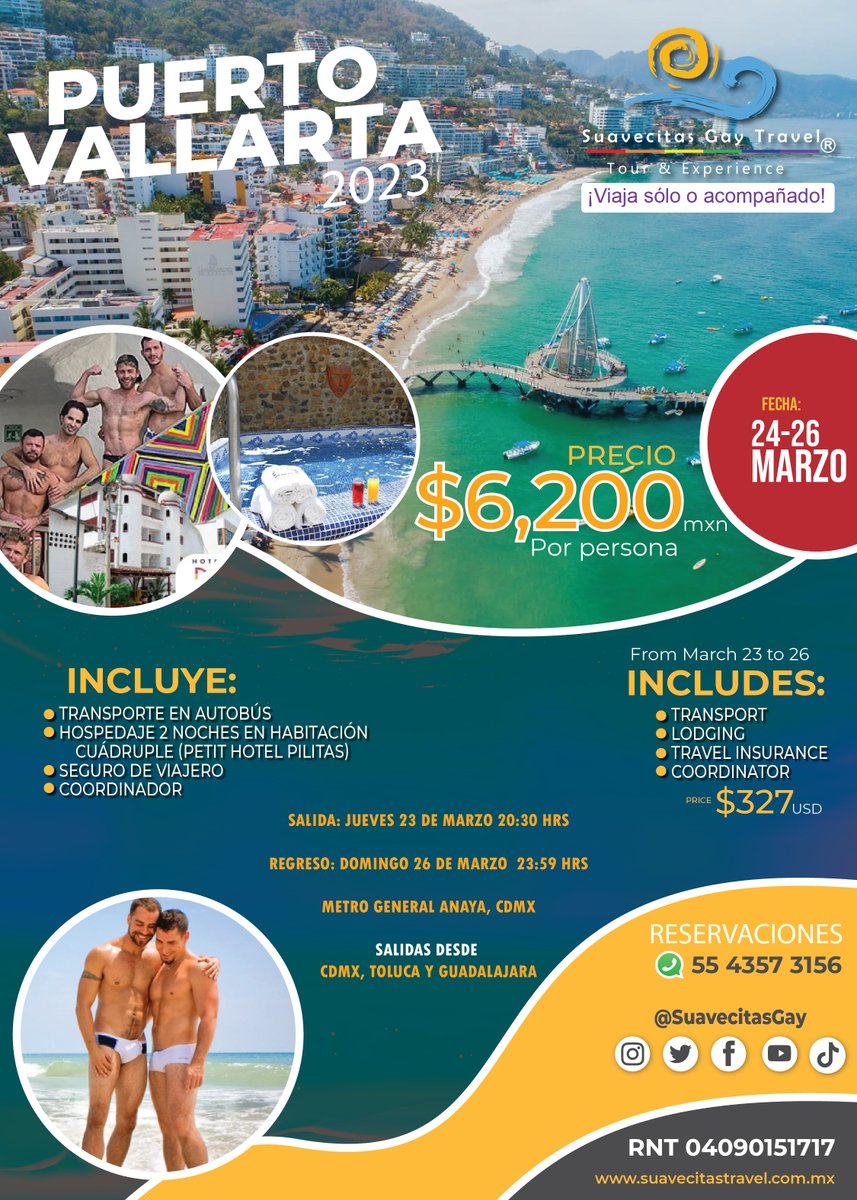 SuavecitasGay's tweet photo. #PROMODEHOY ¿Pueblo mágico o Playa? mejor aún los dos tours ¡reserva ambos con un 10% de descuento! SOLO HOY LUNES.
Reservaciones con promo al WhatsApp 55 4357 3156
Salidas desde CDMX https://t.co/9yqdJIeIIB