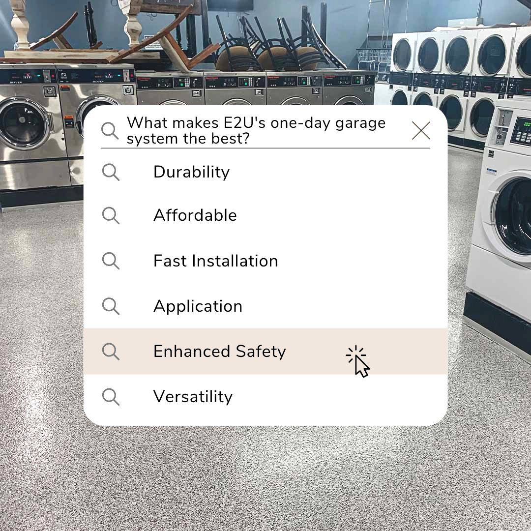Epoxy2U's tweet photo. E2U’s One Day Garage flooring textures the surface of the concrete, increasing the grip of the flooring and decreasing the chances of slip-and-fall accidents.

#epoxyfloors #onedaygarage #enhancedsafety #e2u #epoxy2u #epoxyflooring #e2ufloors https://t.co/zfXArpNvRW