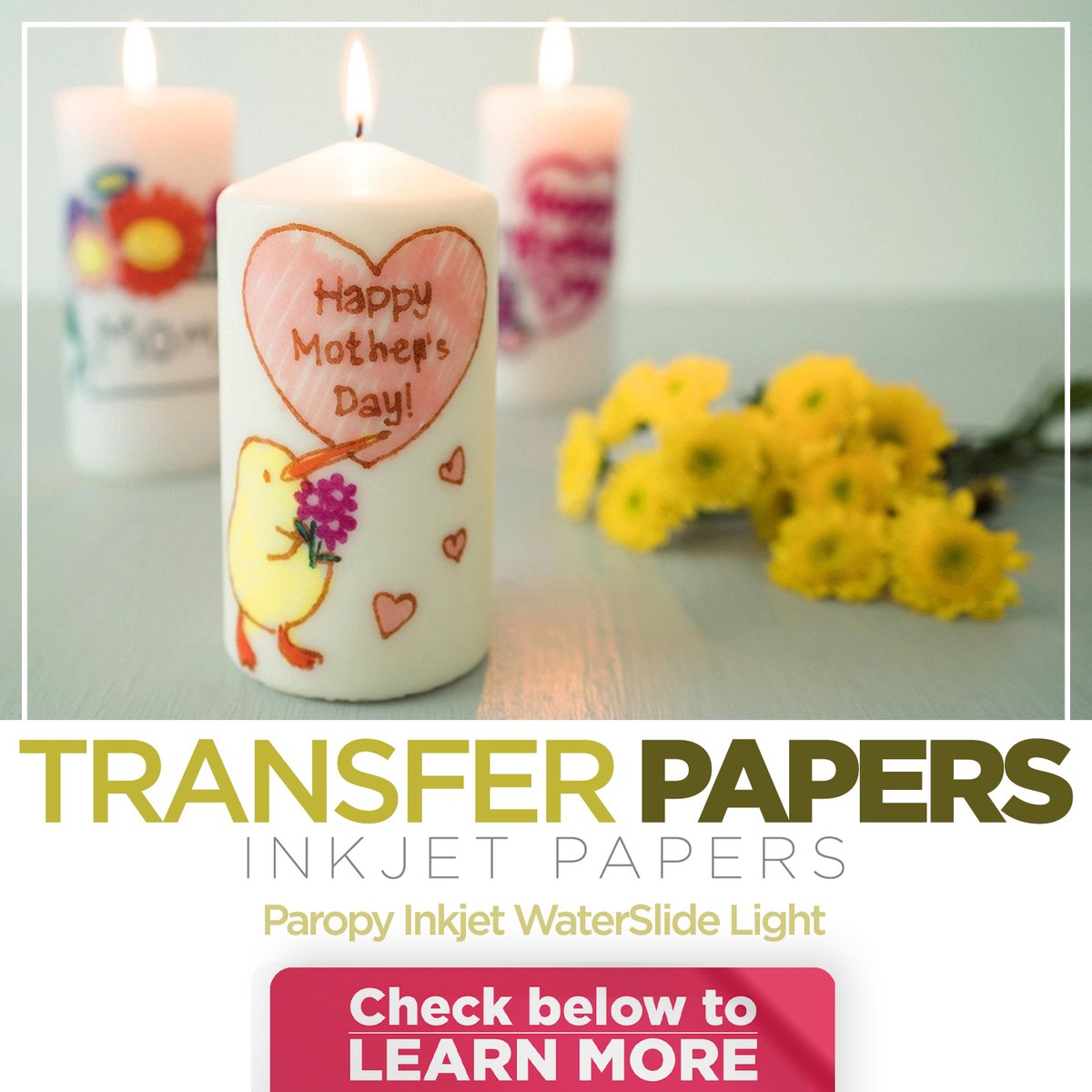 jotosuppliesCA's tweet image. If you have heat-sensitive items, like candles or soaps, our Water Slide Transfer Papers are perfect. They do not require a heat press. Available for Inkjet or Laser Color Printers.
.
.
.
#TransferPaper #HeatSensitiveTransferPaper #SoapDecoration #CandleDecoration