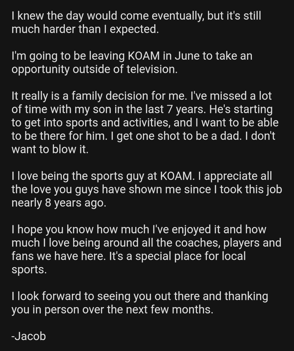 I hope you understand.

I love you all. Thank you.