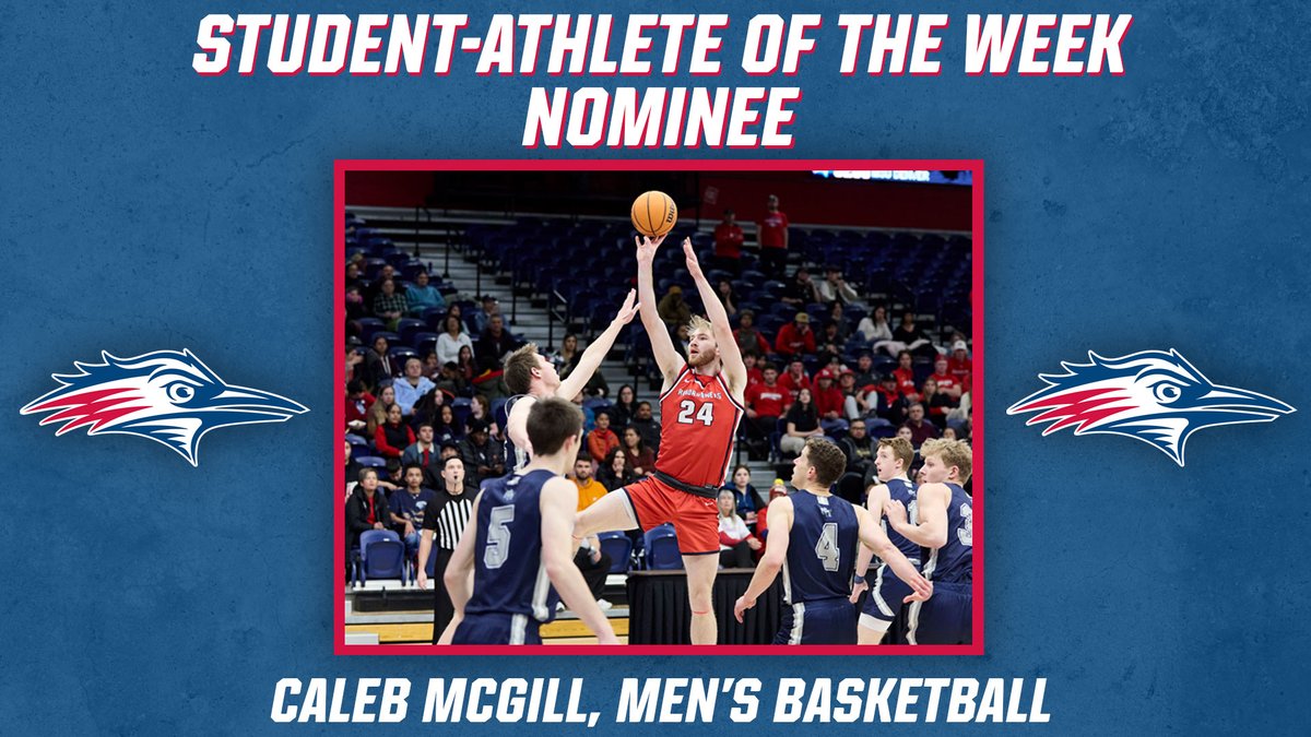 MSUDenverAthl's tweet photo. The third Student-Athlete of the Week nominee is @MSUDenverMBB's Caleb McGill!

Caleb was the leading scorer for the Roadrunners last week where they went 1-1 in RMAC competition, tallying up 33 points, 13 rebounds, 3 assists &amp; a steal 😤

#GetRowdy🔴🔵 https://t.co/0J4J7Zi6Bt
