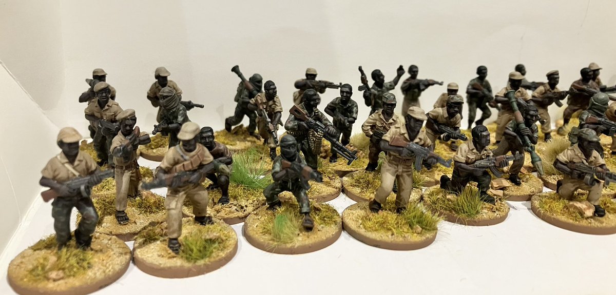 gareth_lane's tweet photo. Bush Wars - 50 ZANLA Infantry. Until about 1971, ZANLA's strategy was based on direct confrontation with the Rhodesian Security Forces, but from 1972 onwards, it adopted the guerrilla tactics that had been used with success by the Mozambique Liberation Front.
#28mm #BushWars https://t.co/vAHweQFTYQ