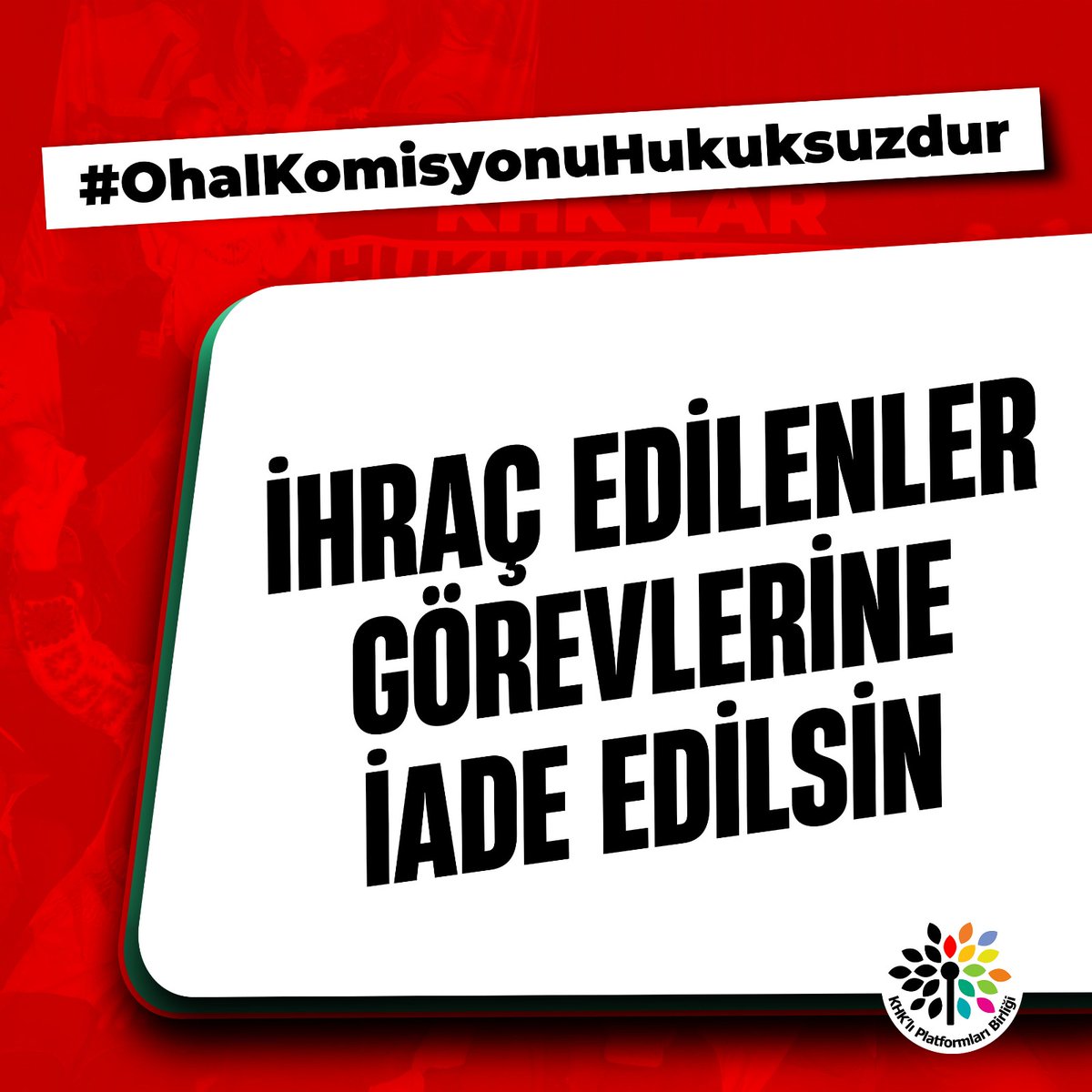 #OhalKomisyonuHukuksuzdur 
Bütün KHKlılar masum ve mağdurlar der hal normal hayatlarına dönsünler.Bu dramlar daha fazla devam etmesin.