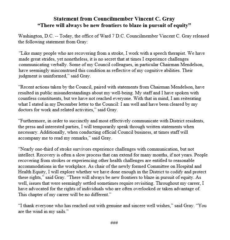 My statement, released today: 

“There will always be new frontiers to blaze in pursuit of equity”