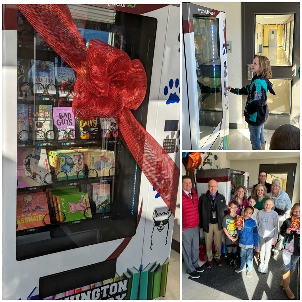 WeAreAda's tweet photo. Washington revealed their new book vending machine today! The first two users were chosen by random spin. Thank you to Ada City Schools Foundation, #lovetheory, PTO, District Admin & maintenance for helping make this happen!
#bookvending
#bookwormmachine
#globalvendinggroup https://t.co/iJSALrWiLQ