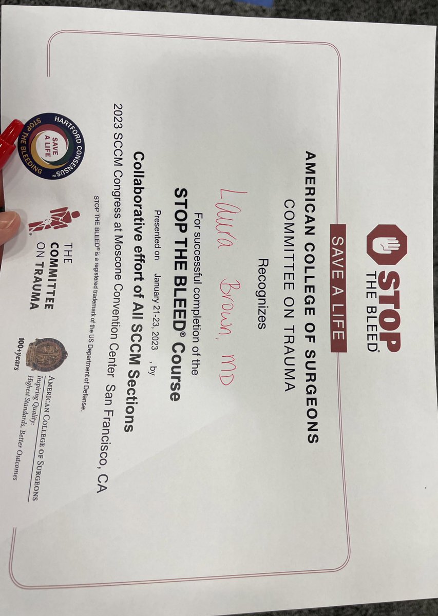 laurarbrownmd's tweet photo. When your career has come full circle!  Former resident (now attending) serves as my instructor for #stopthebleed #sccm2023
Love you @SPosillicoMD @UHSurgeryRes @MHGenSurgery @UICOMPsurgery @SCCM https://t.co/JbaQuFpLoV