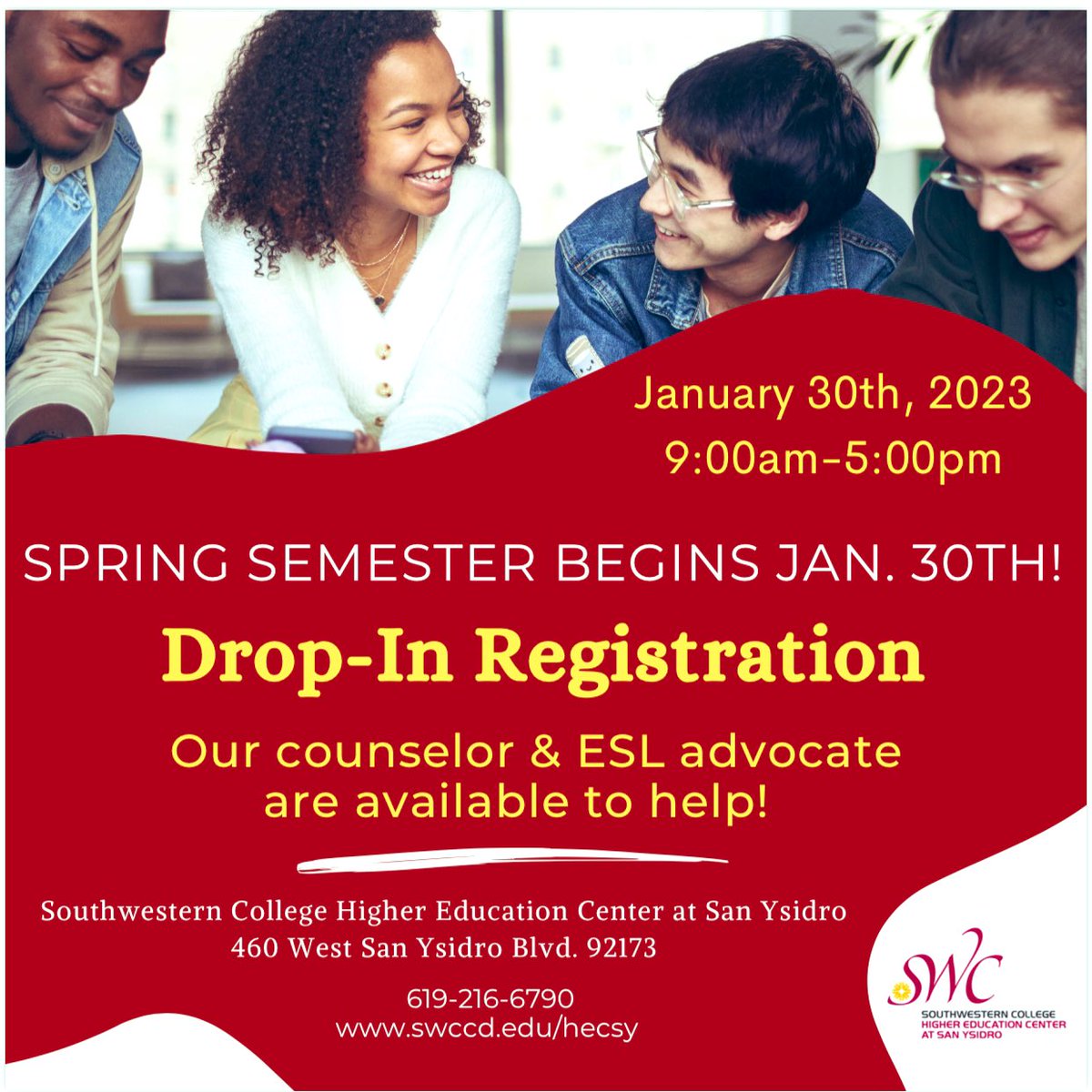 Spring Semester begins Monday! Drop-in to register for classes🙌🏽 #wegotyou