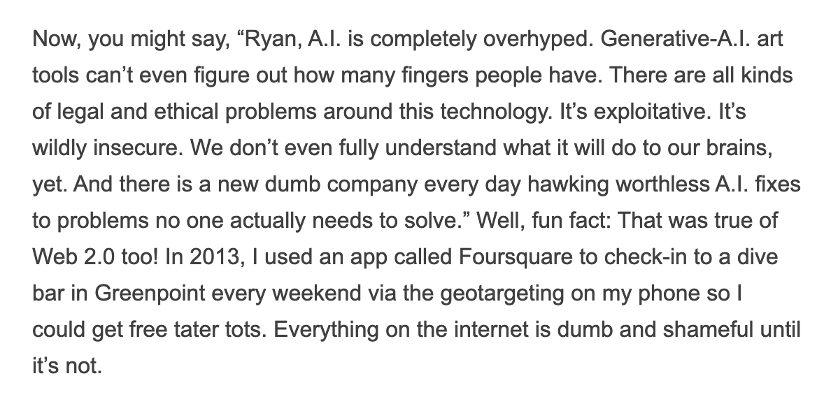 broderick's tweet photo. Yep, I'm ready to say it: Web 3.0 is here. It's A.I. It's going to move really fast. And we are simply not ready for how dumb and weird it's going to get.
https://t.co/n7IfvMLpzf https://t.co/HuMk5tmIQS