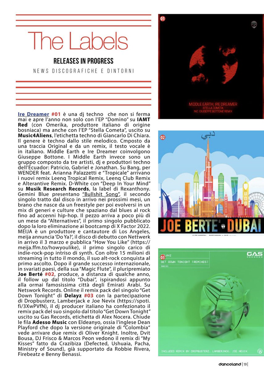 iredreamer_dj's tweet photo. Ciao Amici 😘
I’m so pleased to announce you that my Stella Cometa and Domino EPs are online now on Danceland n.1 2023!
You can find the review on page 19
https://t.co/3UZqc0wLVL
Enjoy the reading! Grazie! With love, Ire 🎵🌟❤️
#iredreamer #danceland #djmagitalia #riccardosada https://t.co/pTKiRIuZ0l