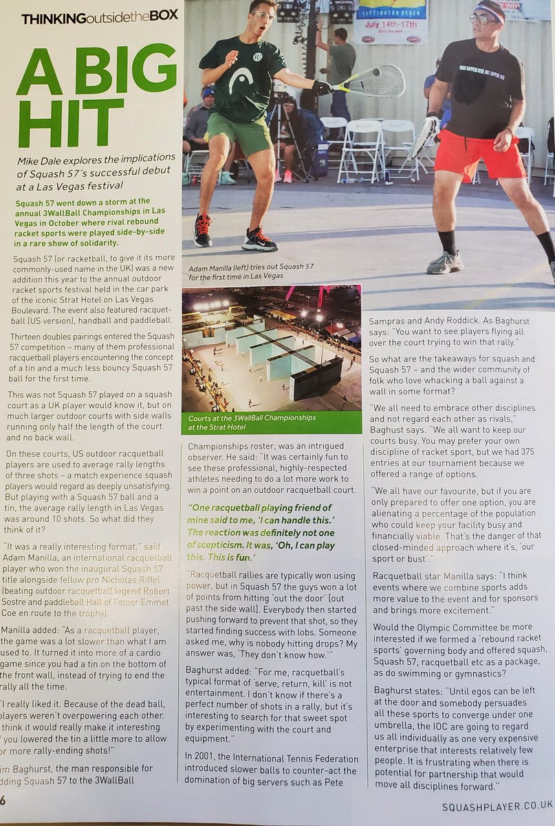 Dr. Tim Baghurst (@baghurst) on Twitter photo It was very cool to see <a href="/squashplayermag/">Squash Player</a> feature me and some of my efforts to innovate squash 57 by playing it in an outdoor environment. Looking forward to building on this momentum in 2023. It was very cool to see <a href="/squashplayermag/">Squash Player</a> feature me and some of my efforts to innovate squash 57 by playing it in an outdoor environment. Looking forward to building on this momentum in 2023.