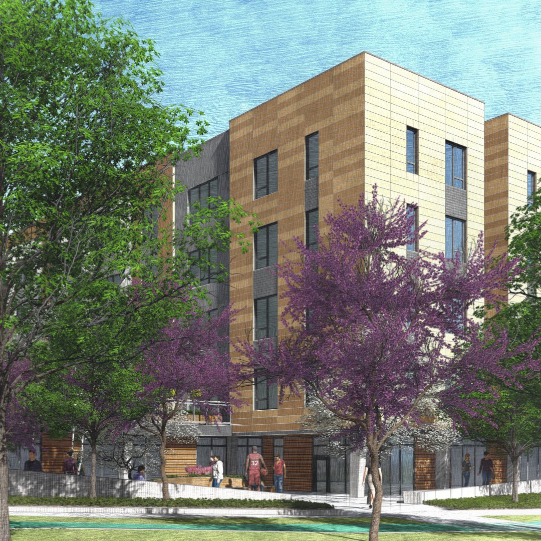 vmwp's tweet photo. Located at the central intersection of #Sunnydale Avenue &amp; Santos Streets. Block 9 is the 6th, 100% #affordablehousing development in the Sunnydale #HOPESF redevelopment. #SanFrancisco #SFNeighborhood #HOPESF #Render #MasterPlan #AffordableHousing #UrbanDeisgn #Architecture https://t.co/ORhV4stGeD
