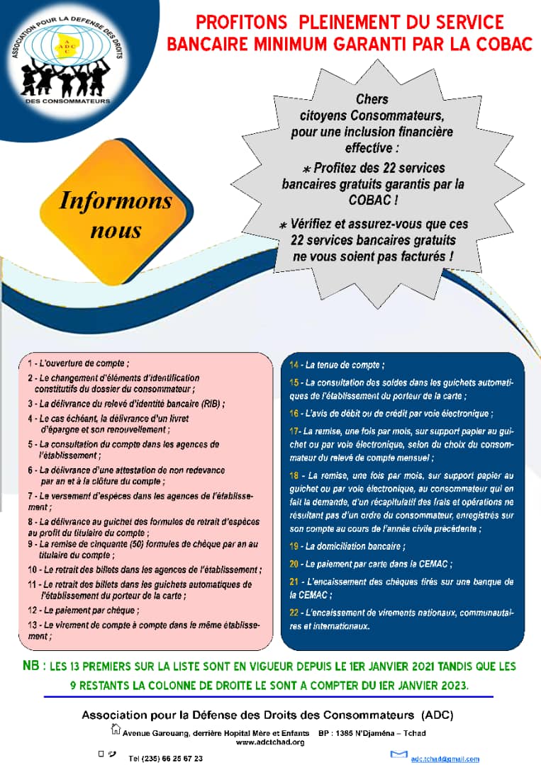 DaoudaAdam4's tweet photo. Profitons pleinement des 22 services bancaires gratuits, un pas en faveur de l'inclusion financière https://t.co/kDA9VIkg9W