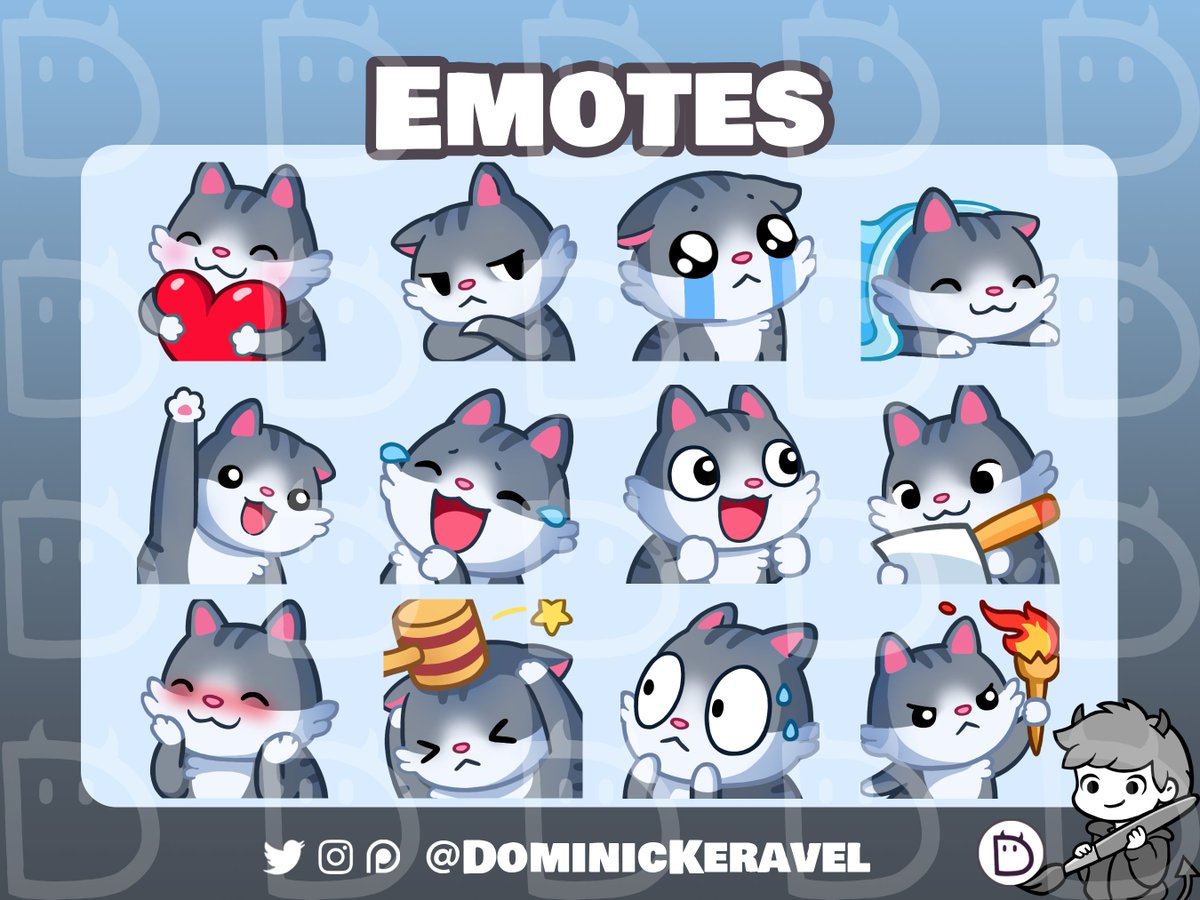 DominicKeravel's tweet photo. NEW Emotes added to my Etsy store! 5 different cats so far. 😍🎉
#emotes #twitchemotes https://t.co/O88lq1ltmq