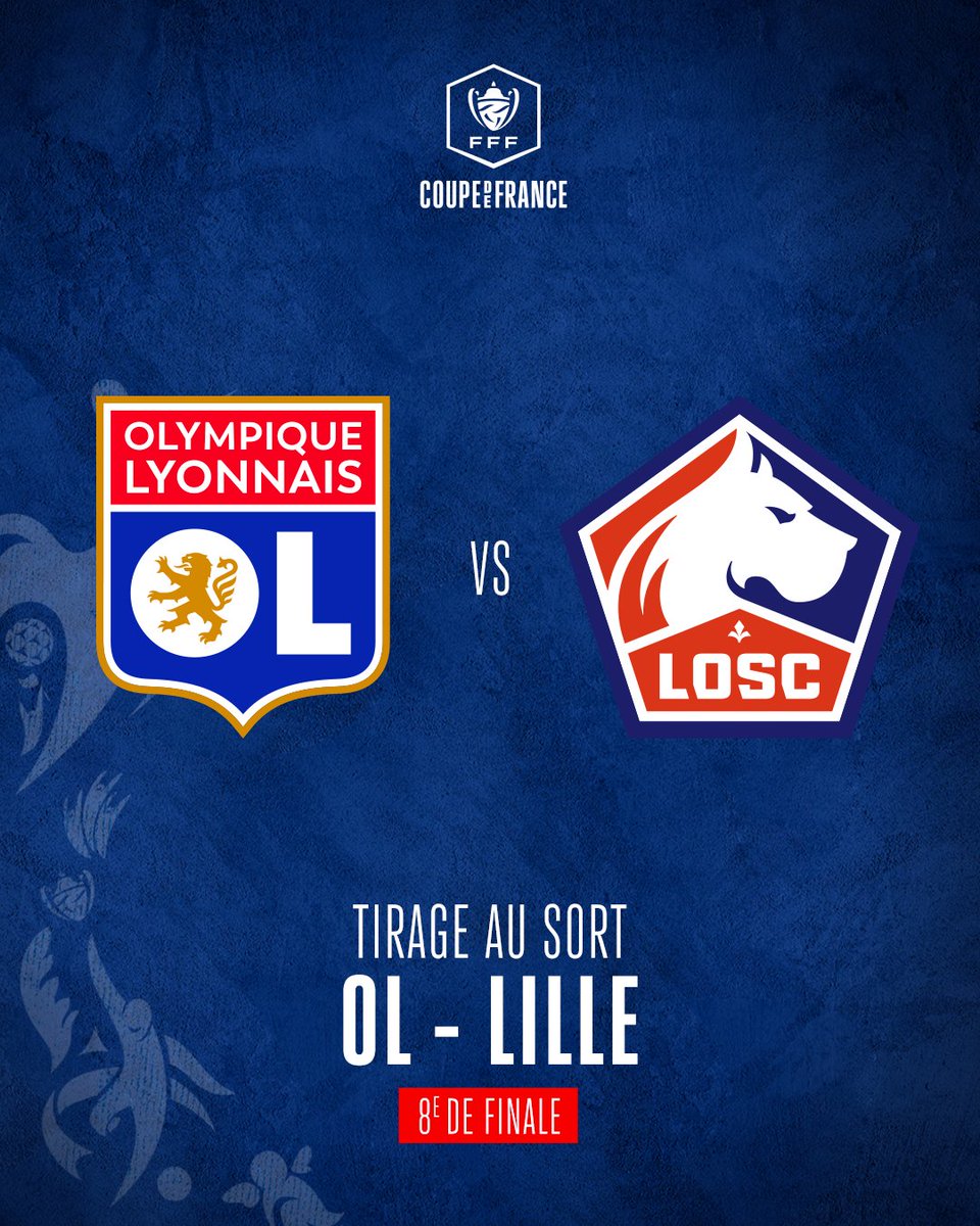 OL's tweet photo. Nous recevrons le @losclive au @GroupamaStadium pour les 8ᵉ de finale de #CoupeDeFrance ! 🔴🔵 https://t.co/rpsTy5DI43
