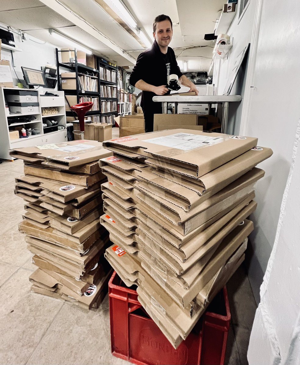 Monday morning ship-outs! 📦 
Props to Kaleb and Kristy who made major impact over the last 24hrs in getting orders into boxes.

In a world dominated by Bezos, this is truly magical. Thank you 🥰
#LoveRecordStores #ShopSmall