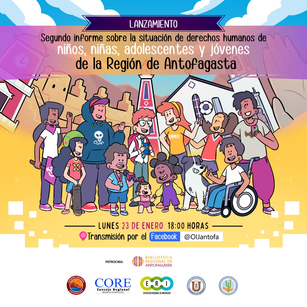 📢¡Hoy a las 18:00 transmitiremos el Lanzamiento del Segundo Informe sobre la situación de derechos humanos de niñas, niños, adolescentes y jóvenes de la Región de Antofagasta! Les esperamos en nuestro fanpage (OIJantofa)