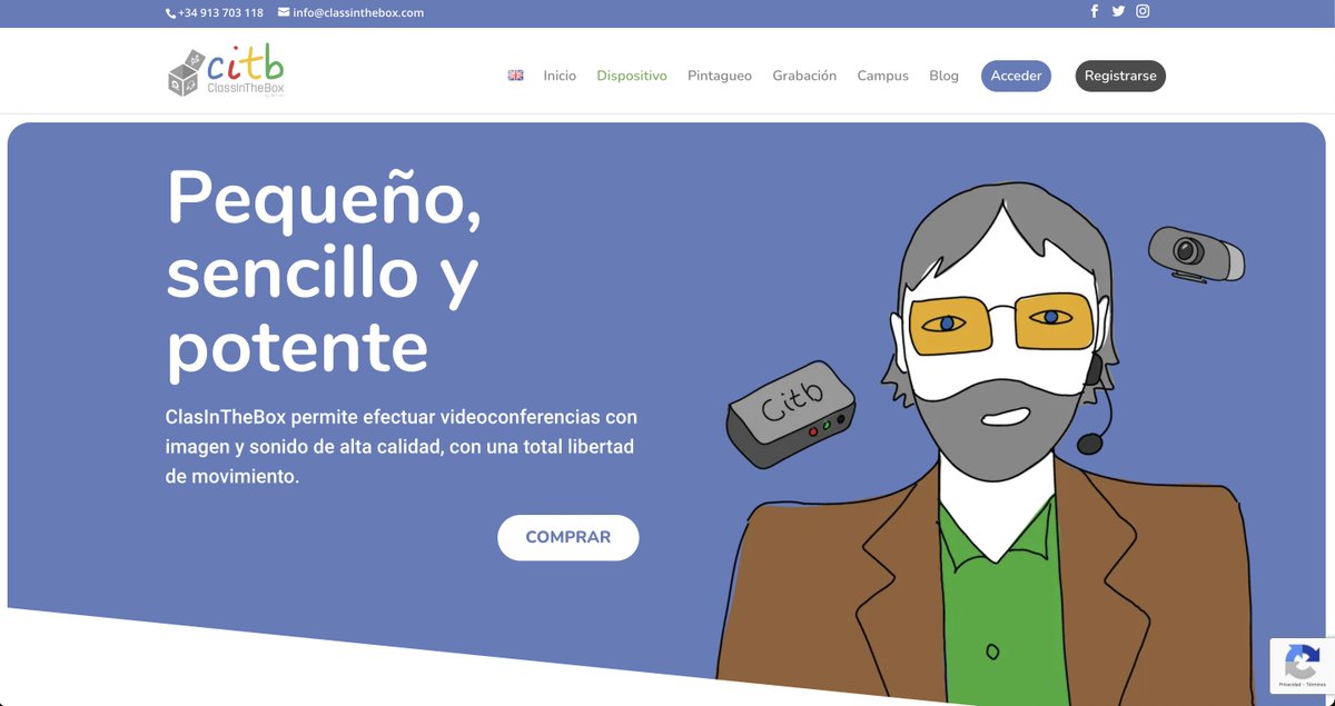 ClassInTheBox's tweet photo. ¿Has visto nuestra nueva web comercial 🌐https://t.co/xAVpM96Fux? Bajo el mismo sitio hemos unificado nuestros tres productos: el dispositivo de videoconfencia, la webapp de pintagueo (también accesible desde https://t.co/ClGEdMuqjf) y la extensión para Chrome #citbREC🔴 https://t.co/LcXLCC688S