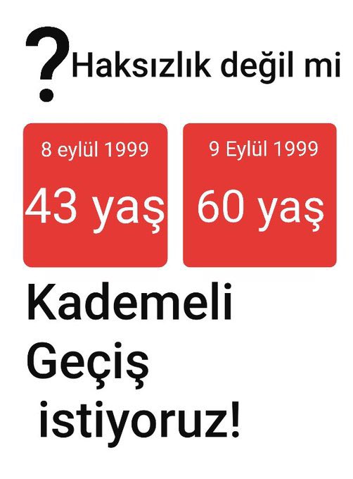 EmadDernegi's tweet photo. İş yerinizde sizden küçük ve sizden az primle sırf sihirli tarihten önce işe girdi diye emekli olan arkadaşlarınız var mı? 
Bu haksızlık karşısında oyunuzu vereceğiniz taraf değişirmi?
#KademeYoksaOyYok
@Akparti
@MHP_Bilgi
@iyiparti
@herkesicinCHP
@rprefahpartisi 
@tipgenelmerkez https://t.co/QHxelbg44k