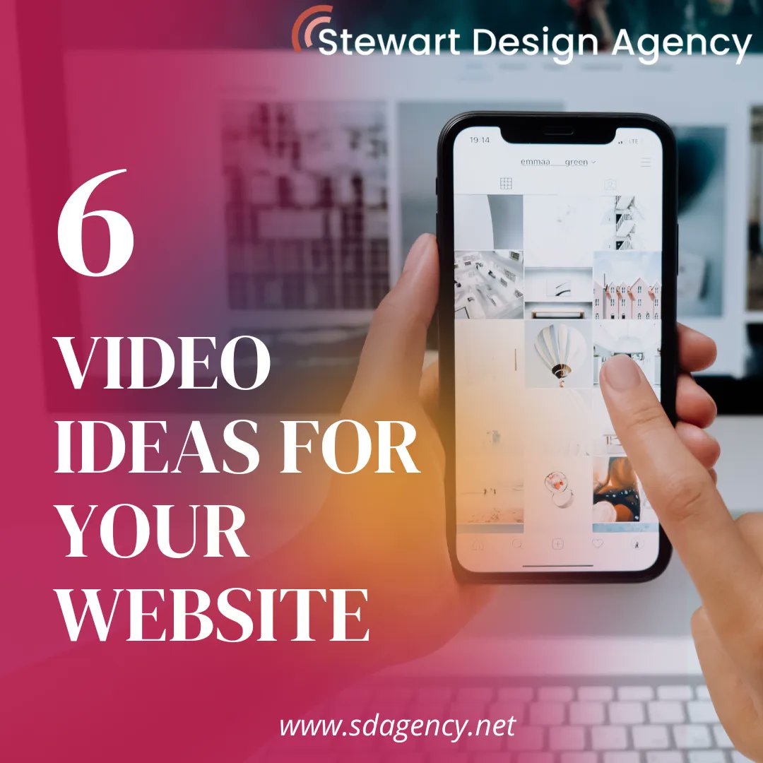 Engaging and eye-catching video ideas that are perfect for showcasing on your website:

🎥  Product Videos
🎥  Customer Testimonial Videos
🎥  Promotional Videos
🎥  Tutorial Videos
🎥  Behind-the-Scenes Videos
🎥  A Day in the Life Videos

What's your favorite one?