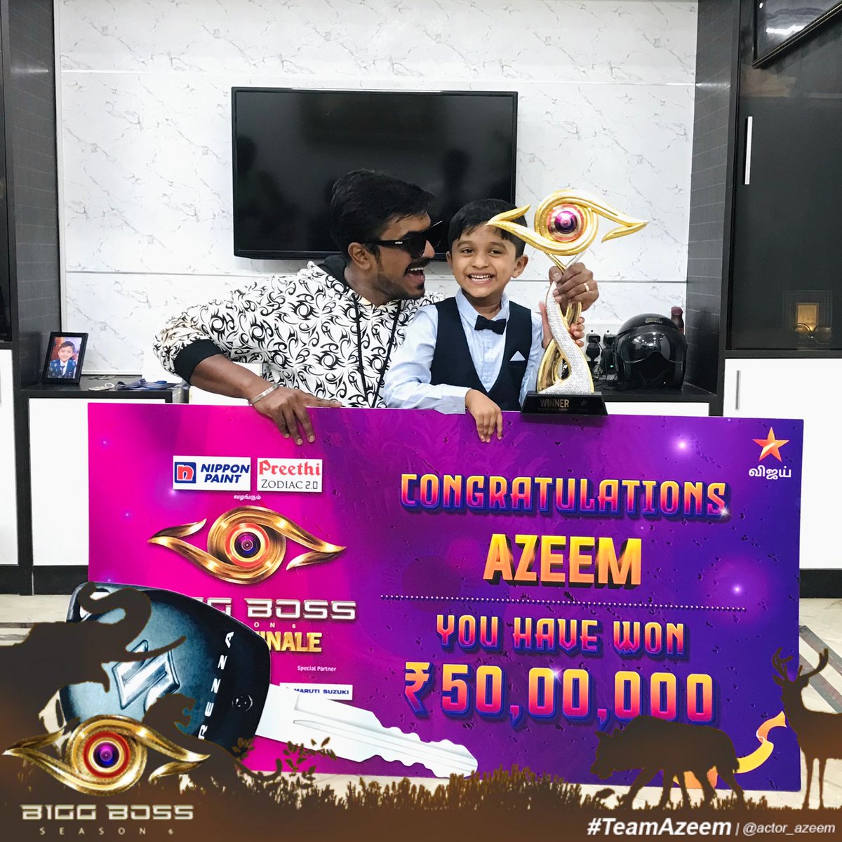 actor_azeem's tweet photo. எனது உயரம் உனது இலக்கல்ல…
நீ உயரனும் என்பதே என் இலக்கு…!

இந்த வெற்றி உனக்கு சமர்ப்பணம், என் செல்லமே! 

Daddy did it Rayyan ♥️ 105days just for this moment 💥

#Azeem #TeamAzeem #MakkalNayaganAzeem #BiggBossTamil #BiggBossTamil6 #VijayTelevision #DisneyPlusHotstarTamil https://t.co/Ei6epBTh3B