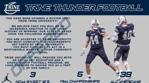 Beyond blessed to receive my 4th offer from <a href="/TrineUniversity/">Trine University</a> 🔵⚪️<a href="/tdlock52/">Ty Lockett</a> @Thunderbirdsfb <a href="/AL6AFootball/">Alabama6AFootball</a> <a href="/YellowhammerFB/">Yellowhammer Football</a>