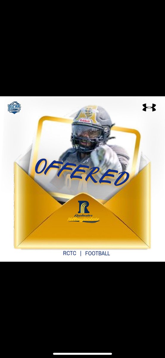 Blessed to receive an offer from RCTC! 
<a href="/CoachDobbins1/">Coach Dobb</a> <a href="/RCTC_FB/">RCTC Football</a>
