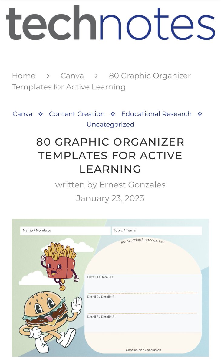 Thanks to @TCEA for sharing Graphic Organizers for Active Learning. @canva @saisd read here! blog.tcea.org/80-graphic-org…