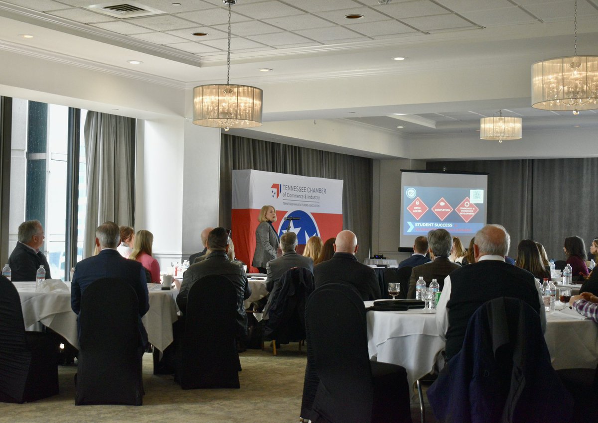 TNChamber's tweet photo. Chancellor Flora Tydings is providing an update from @CollegeSystemTN at our #WorkforceDevelopmentConference! https://t.co/w5yCtcDueY