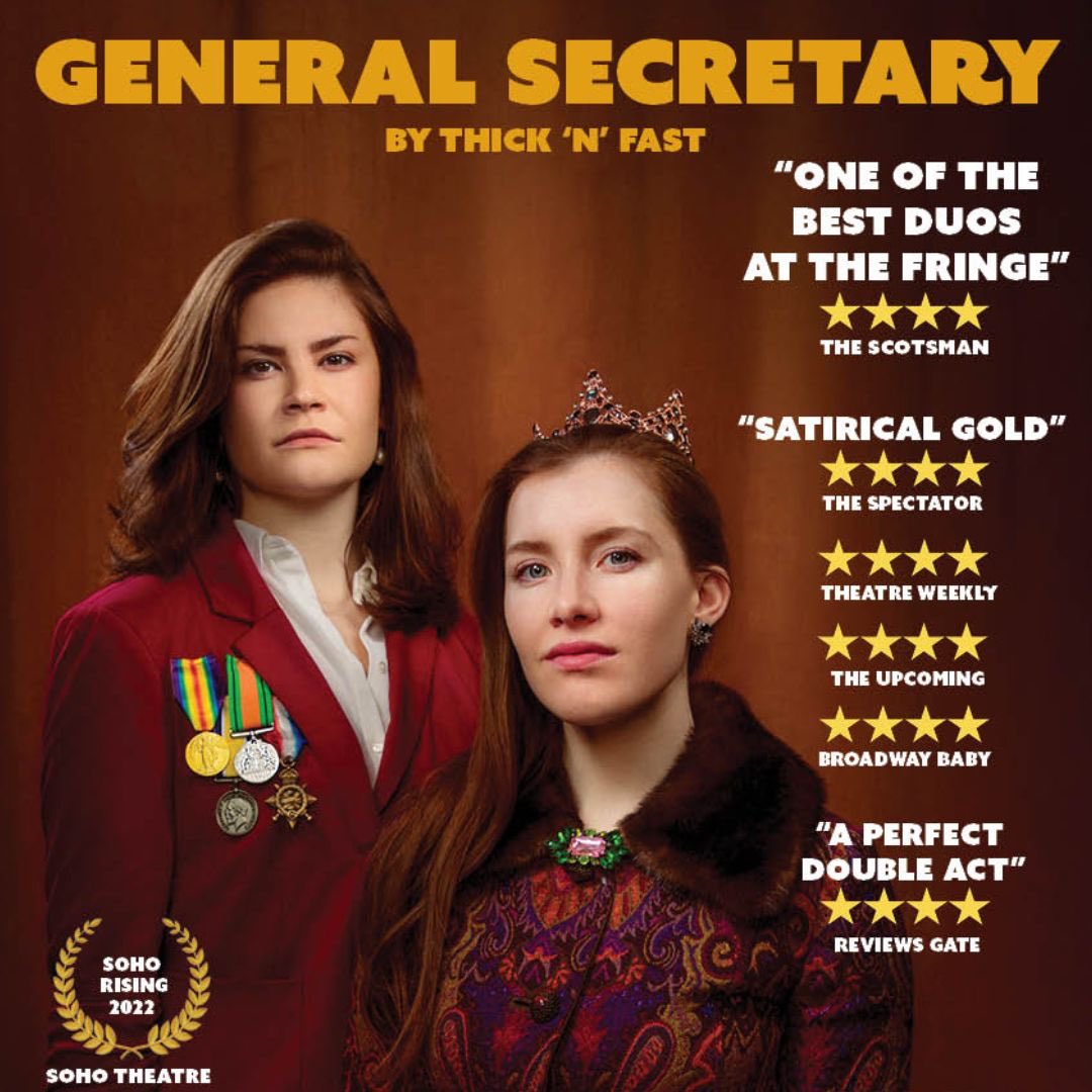 Our friends <a href="/fast_thick/">Thick 'n' Fast</a> are bringing hit EdFringe “satirical gold” (Spectator) comedy #GeneralSecretary to VAULT! Cassie &amp; Georgie are two insignificant people with a minor responsibility: taking over the world - send help...
7 - 9 Feb🎟️ vaultfestival.com/events/general…