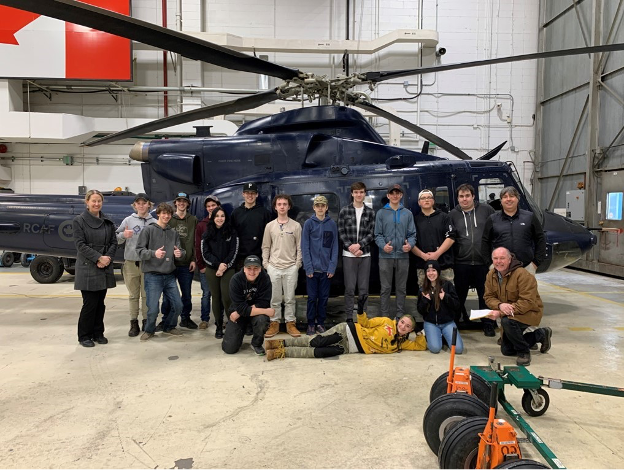 RCCDSB's tweet photo. Last week, Transportation SHSM students from Bishop Smith CHS  had the opportunity to visit the 427 Squadron hangar at CFB Petawawa. Students learned about civilian and enlisted career opportunities in aircraft and vehicle maintenance. #CareerPlanning #SHSM #Pathways https://t.co/qbLgiLH6tZ