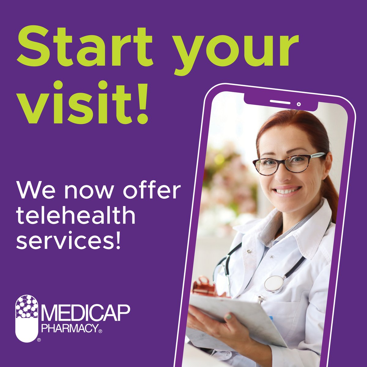 medicappharmacy's tweet photo. Getting care just got a little bit easier! Now you can see a telehealth provider &amp; pick up your prescription with Medicap Pharmacy! Start your telehealth visit now ?? https://t.co/TLvNKmtXAF https://t.co/Dpo6Iq8YPW